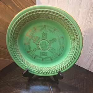 Vintage Fiesta 1955 Good Luck Calendar Dinner Plate-Green & Gold